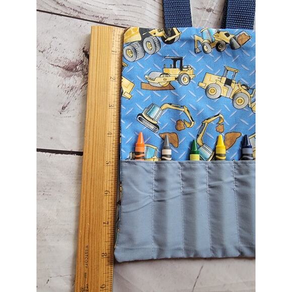 Construction Truck Crayon Holder Coloring Tote Bag Handmade Childrens Tote - Picture 4 of 9